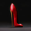 red chocolate shoe. Red stiletto. Red chocolate heel
